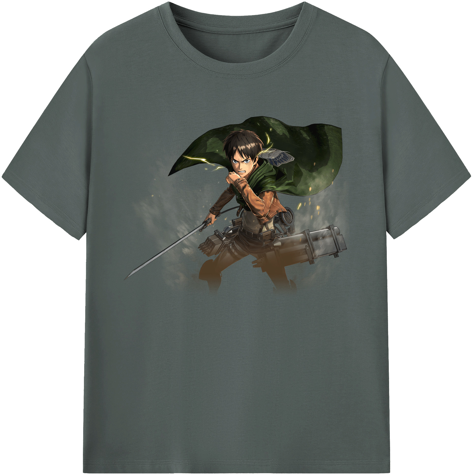 （画像用） 進撃の巨人 エレン･イェーガー Attack on Titan Eren Jäger 綿100％ メンズ半袖Tシャツ｜肌触りやわらか＆通気性